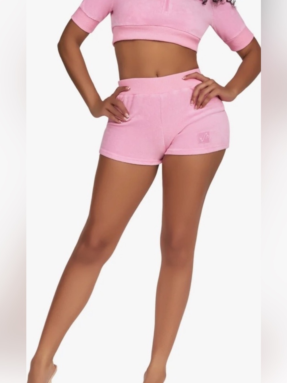 WAYDAMIN Pink Plush Terry Lounge Shorts